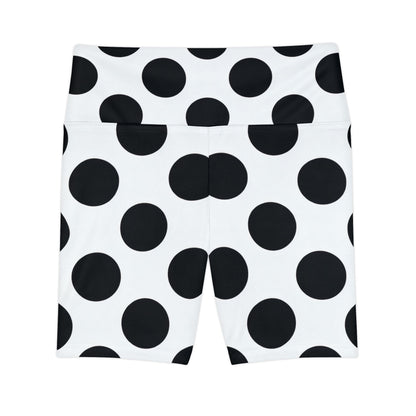 Polka Dot High-Waist Workout Shorts — Black & White Activewear
