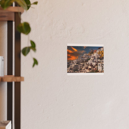 Santorini Sunset Dreams Satin  Poster