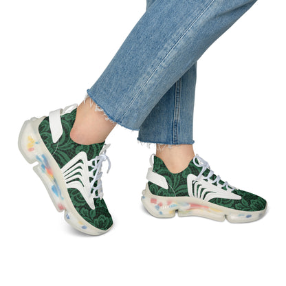 Eco-Friendly Women's Mesh Sneakers - Stylish Green Floral Design