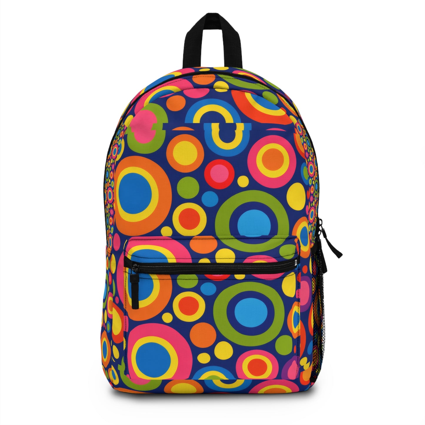 Colorful Retro Circles Backpack — Vibrant 60s-Inspired Kids & Teens School Bag
