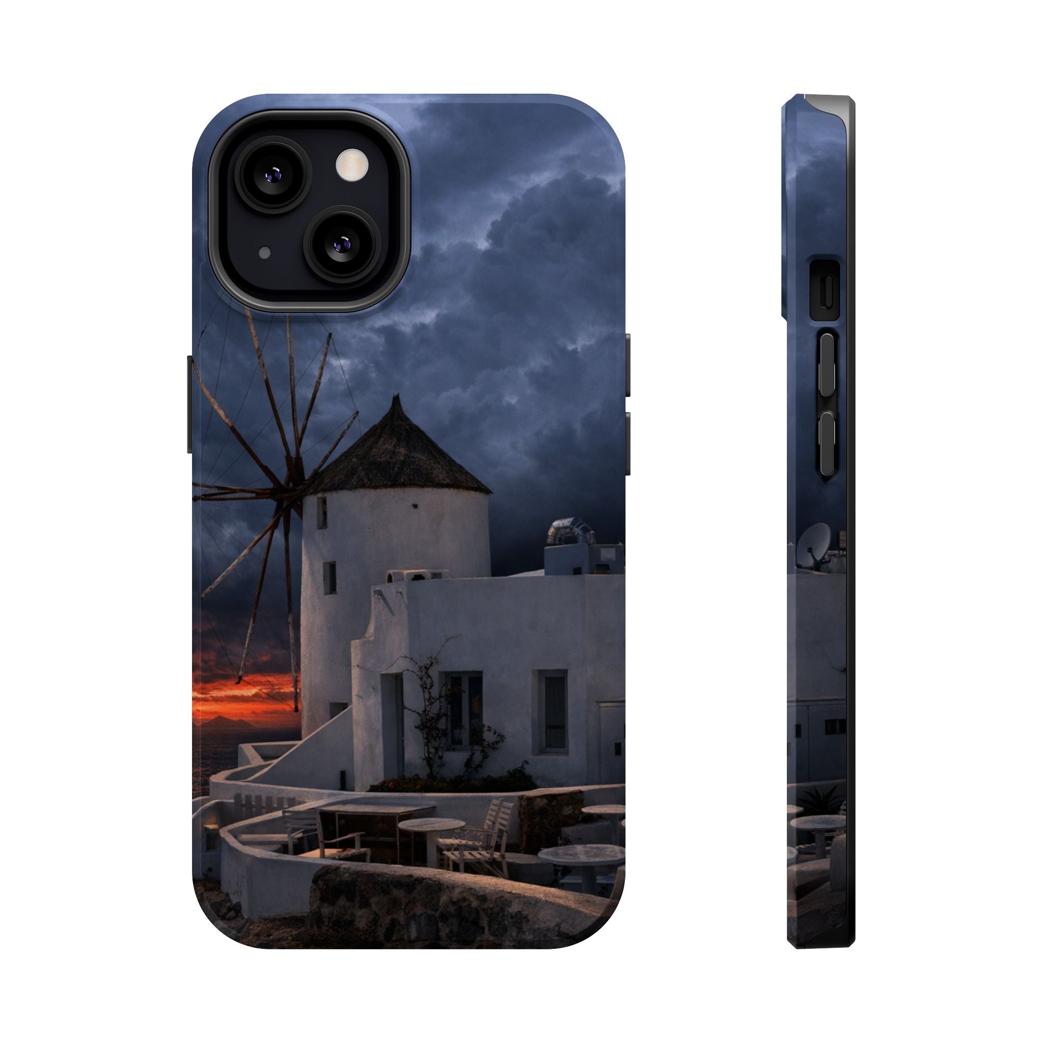 Santorini Windmill Sunset phone case | Magnetic impact-resistant case Greek Island Travel Gift