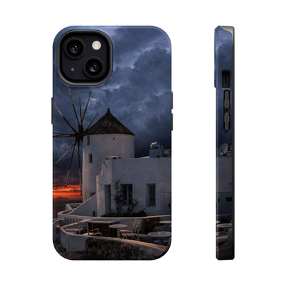 Santorini Windmill Sunset phone case | Magnetic impact-resistant case Greek Island Travel Gift