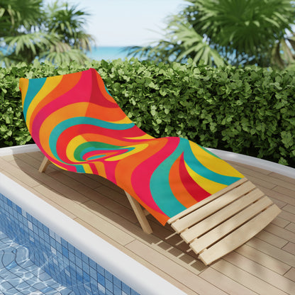 Psychedelic Swirl Beach Towel — Retro Rainbow Pool & Summer Towel