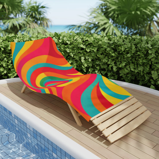 Psychedelic Swirl Beach Towel — Retro Rainbow Pool & Summer Towel
