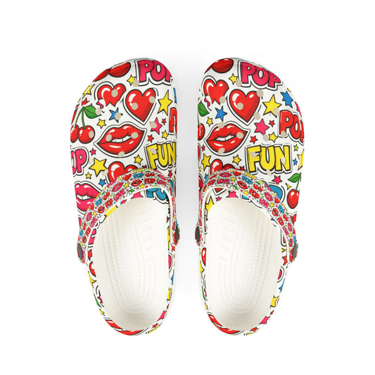 Pop Art Fun EVA Foam Clogs – Colorful Graphic Slip-On Shoes