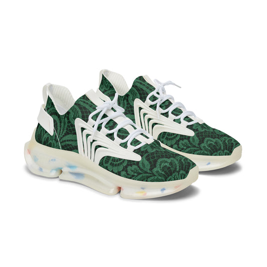 Eco-Friendly Women's Mesh Sneakers - Stylish Green Floral Design