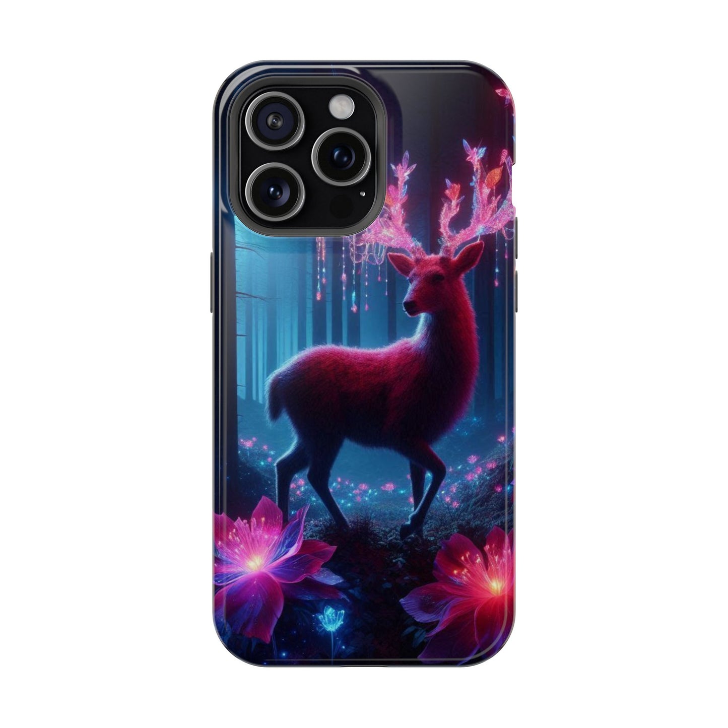 Magnetic Impact-Resistant Phone Case — Neon Fantasy Deer Forest Design