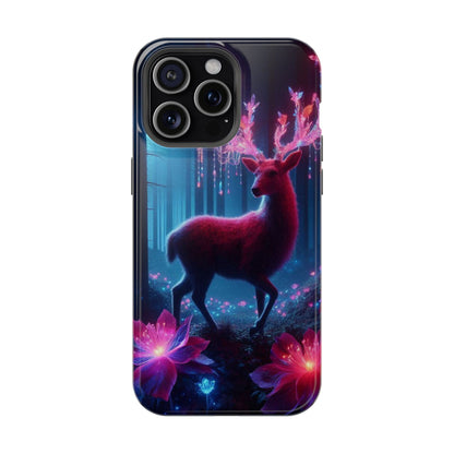Magnetic Impact-Resistant Phone Case — Neon Fantasy Deer Forest Design