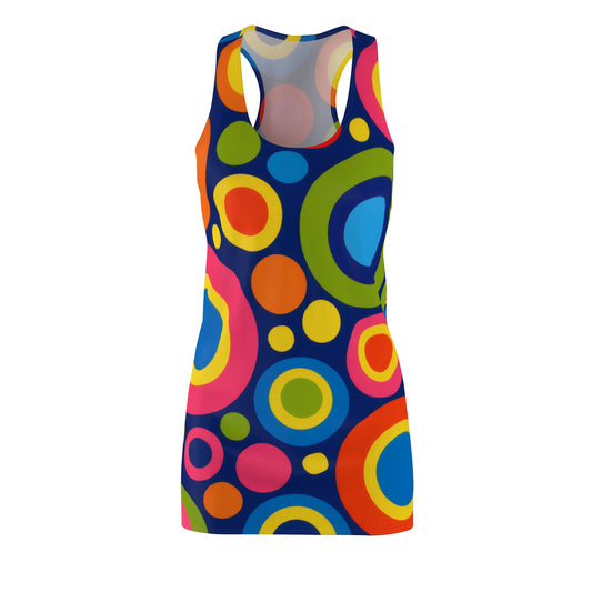 Racerback Dress — Colorful Retro Circle Print AOP