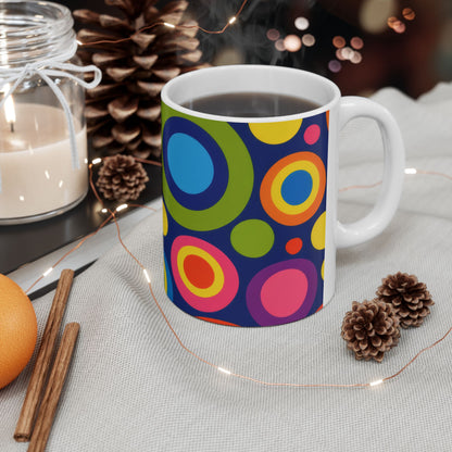 Retro Colorful Circles Ceramic Mug – Bright 11oz & 15oz Coffee Cup