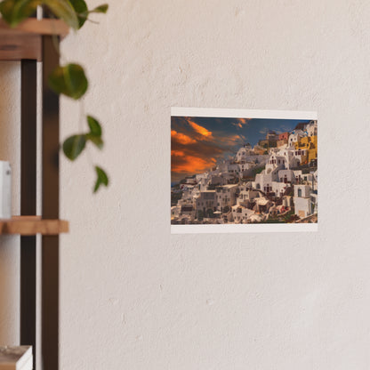 Santorini Sunset Dreams Satin  Poster