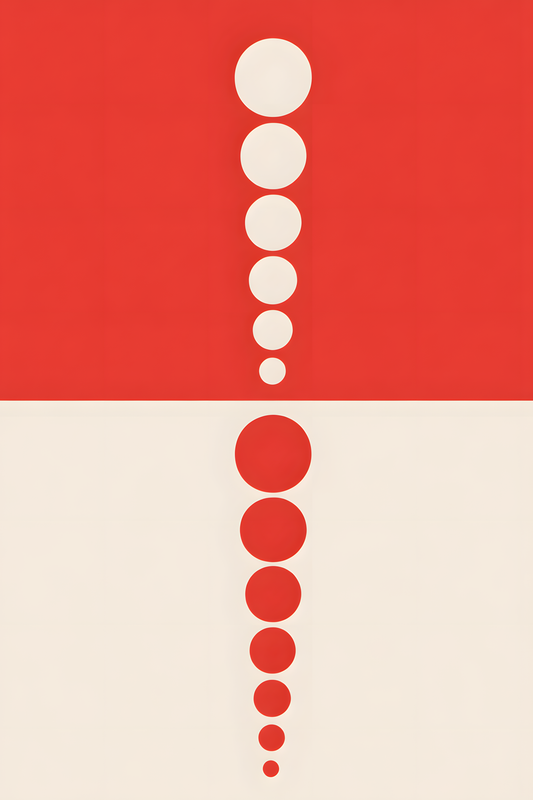 Red Cream Shrinking Circles Vertical Retro Pattern — High-Resolution Digital Download