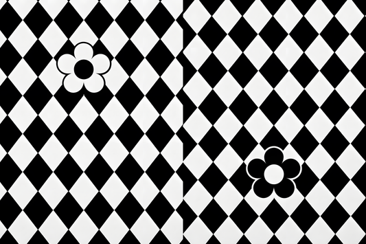 Black White Checkerboard Daisy Retro Pattern — High-Resolution Digital Download