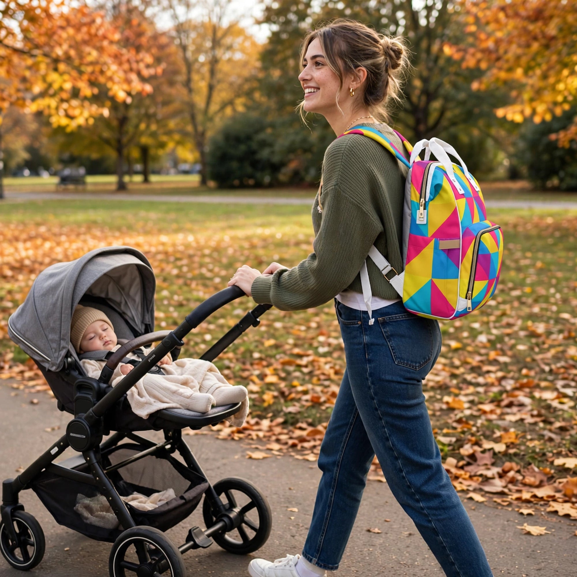 Geometric Colorblock Diaper Backpack