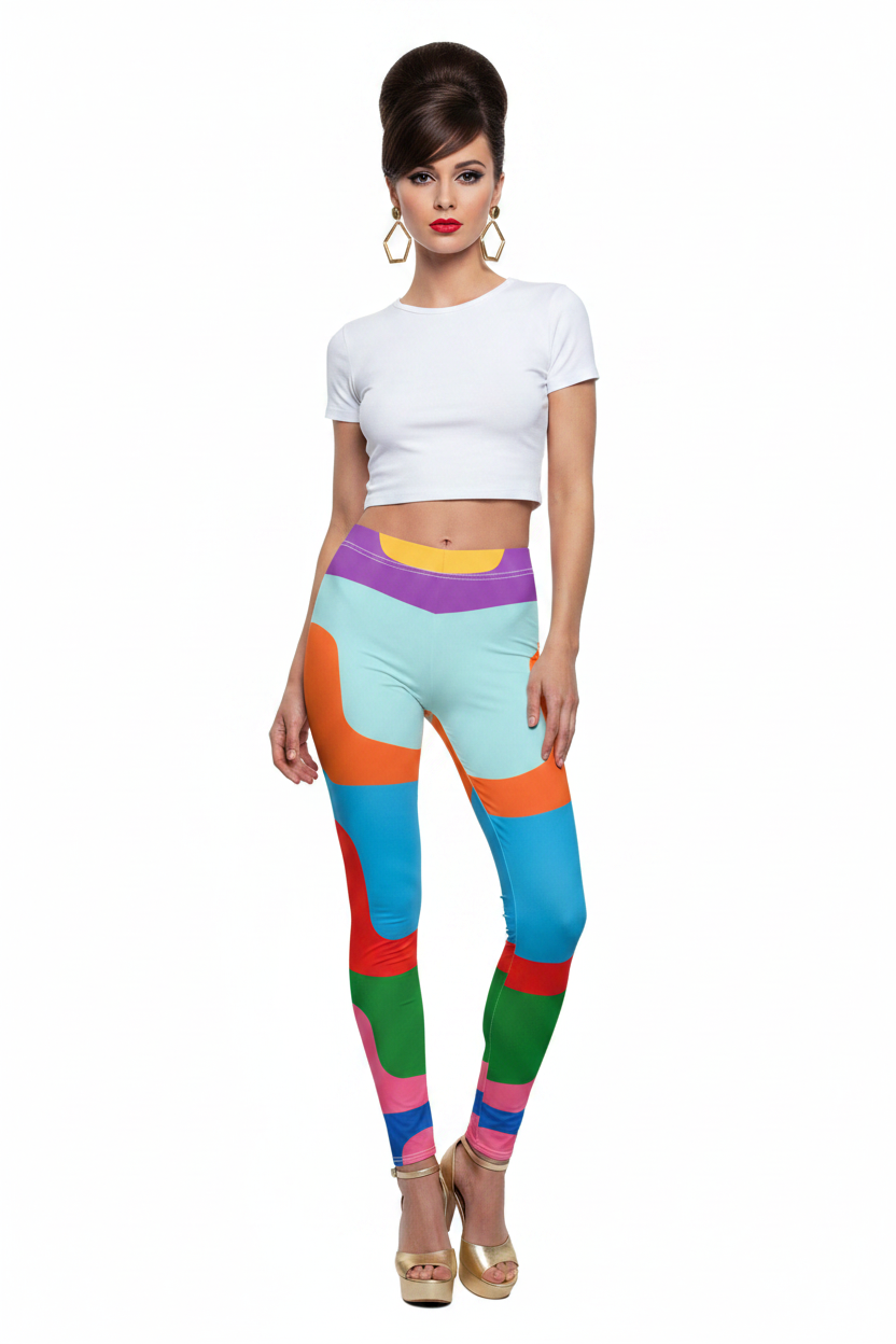 Abstract Colorblock Leggings — Front
