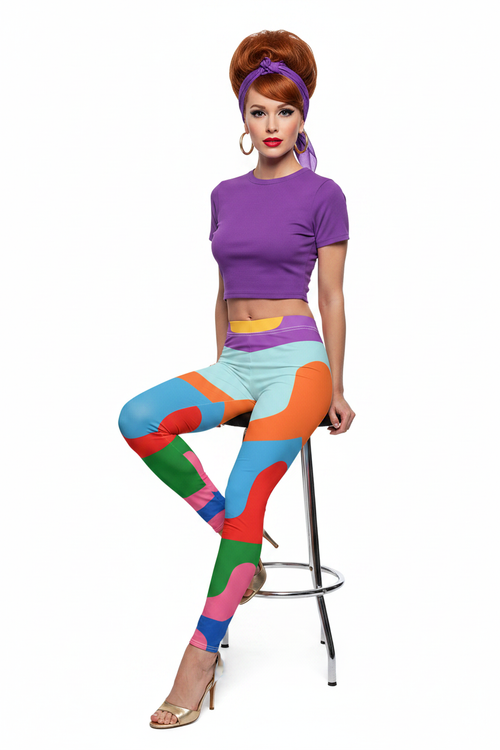 Abstract Colorblock Leggings — Sitting