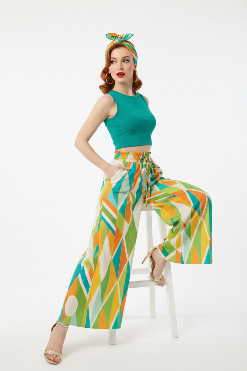 Argyle Palazzo Pants — Sitting