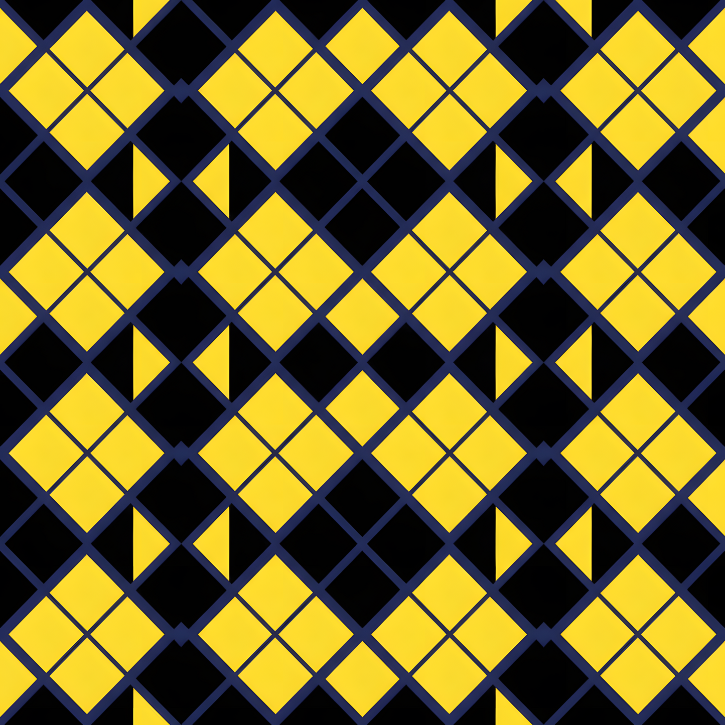 Argyle Yellow Black Seamless Pattern — High-Resolution Digital Download
