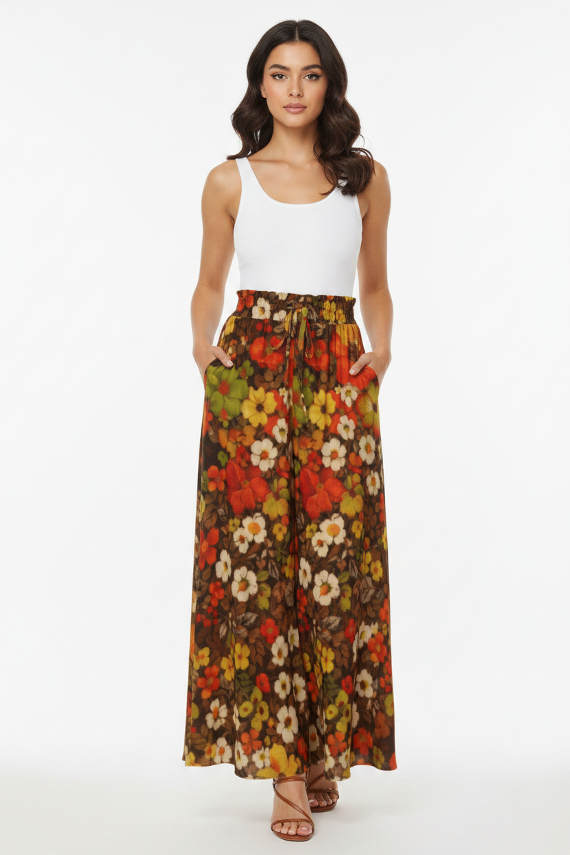 Autumn Flower Palazzo Pants — modelka