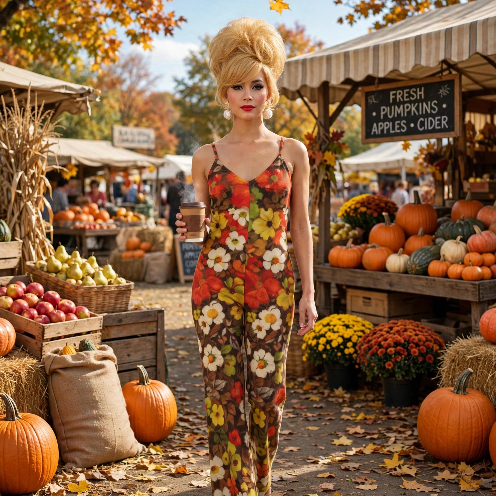 Autumn in Haight - 60s Floral Jumpsuit