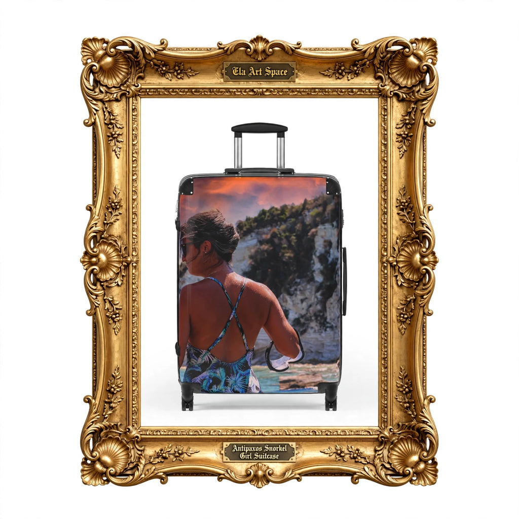 Antipaxos Snorkel Girl Suitcase - White Cliffs Sunset Luggage | Original Photo