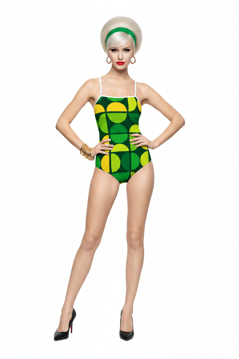 Bauhaus Circles One-Piece — 60s Blonde Model