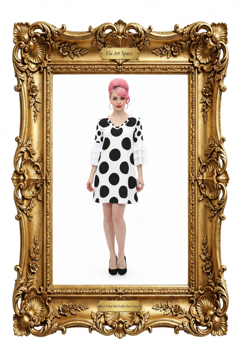 Black Polka Dot Ruffle Sleeve Dress
