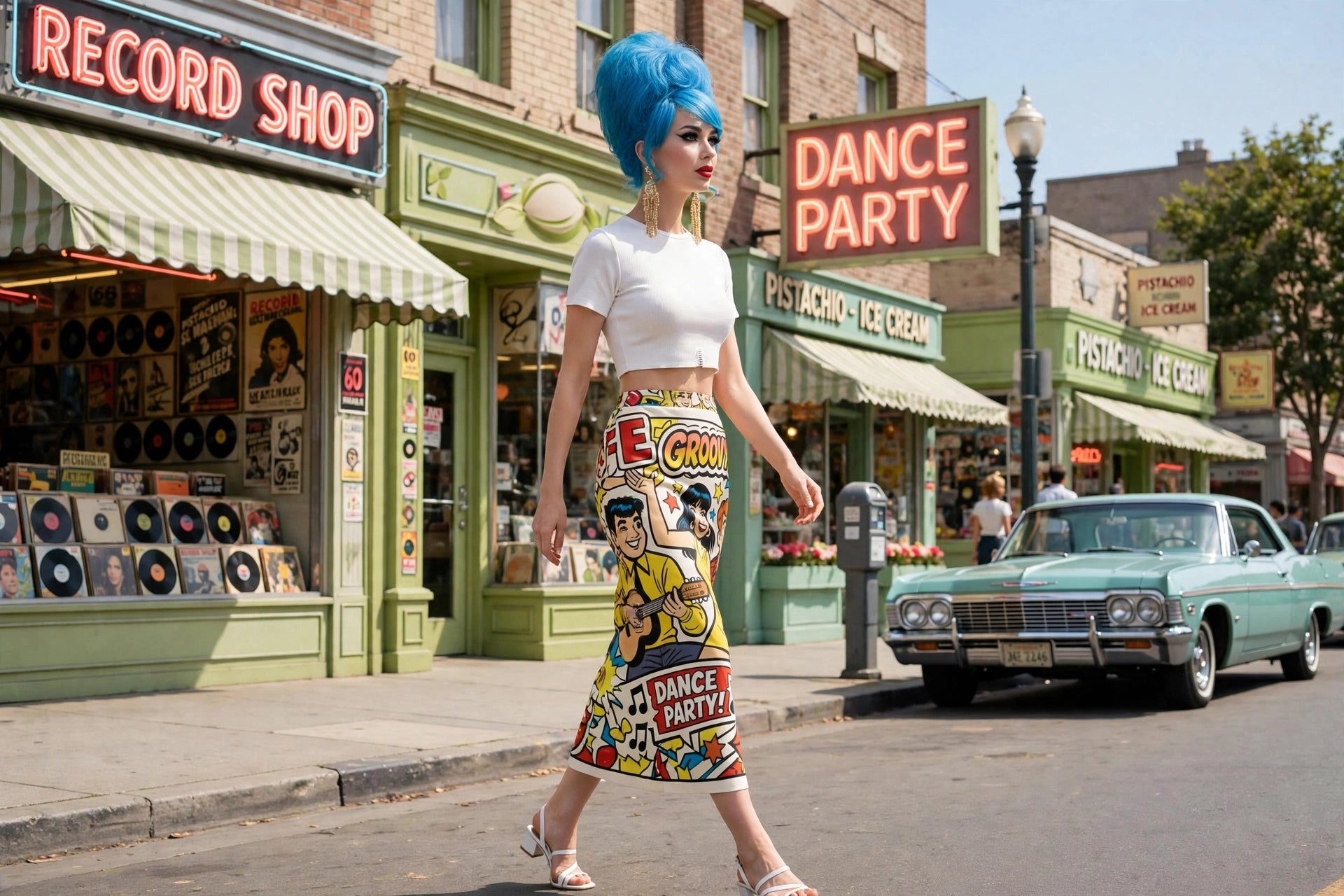 Groovy Dance Party - 60s Comic Maxi Skirt