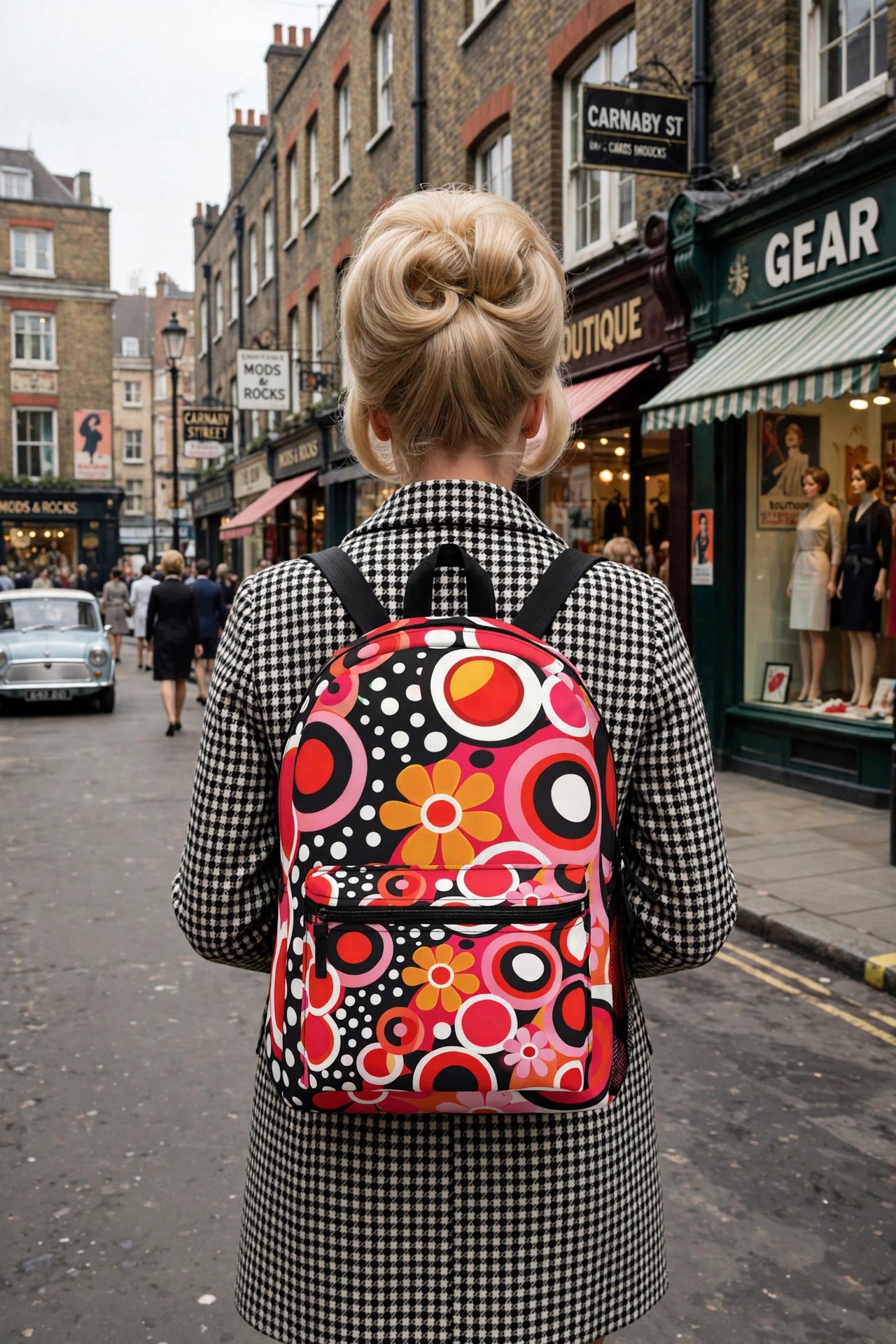 Retro Circles Flower Backpack
