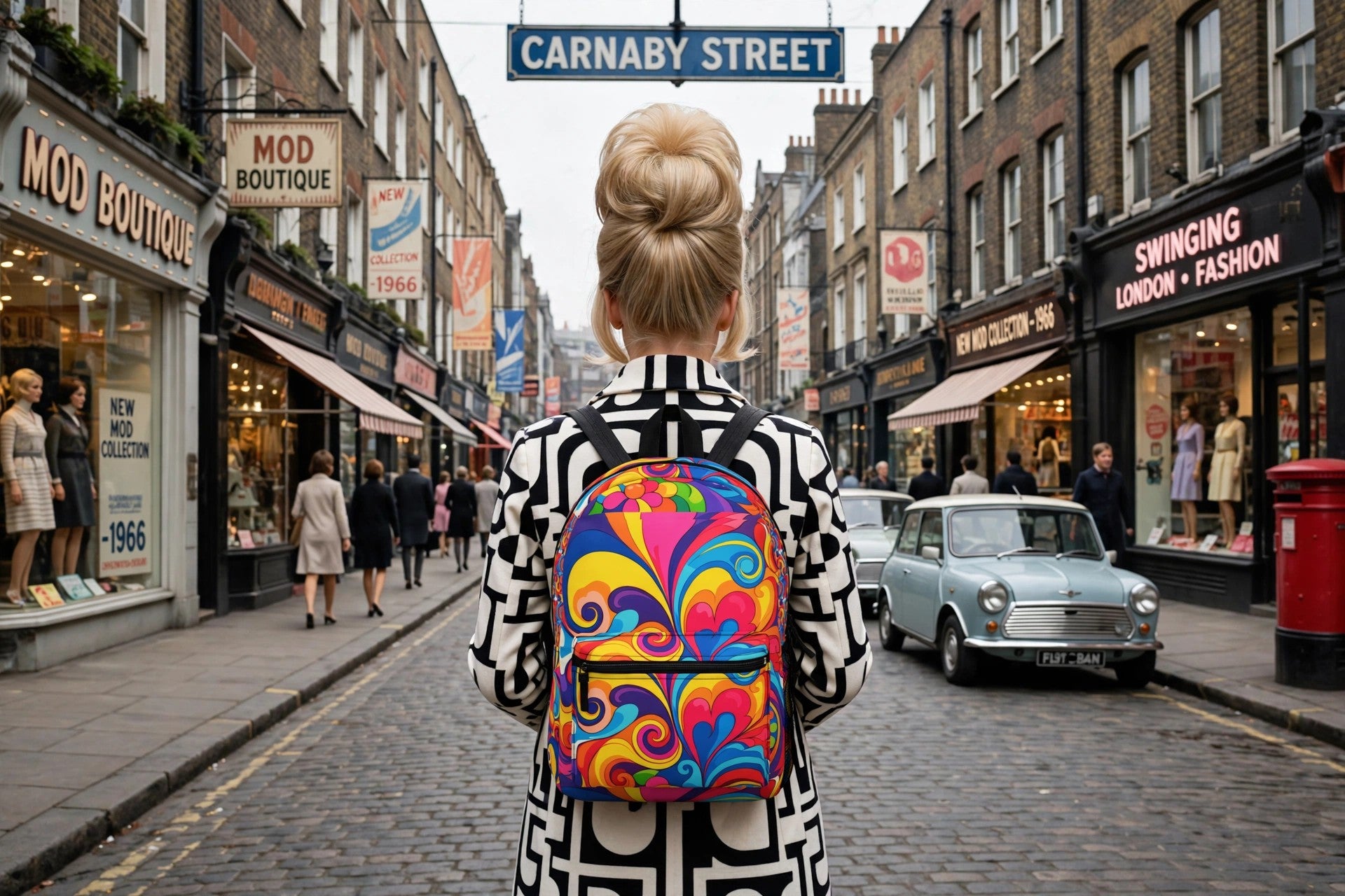 Psychedelic Hearts Swirl Backpack