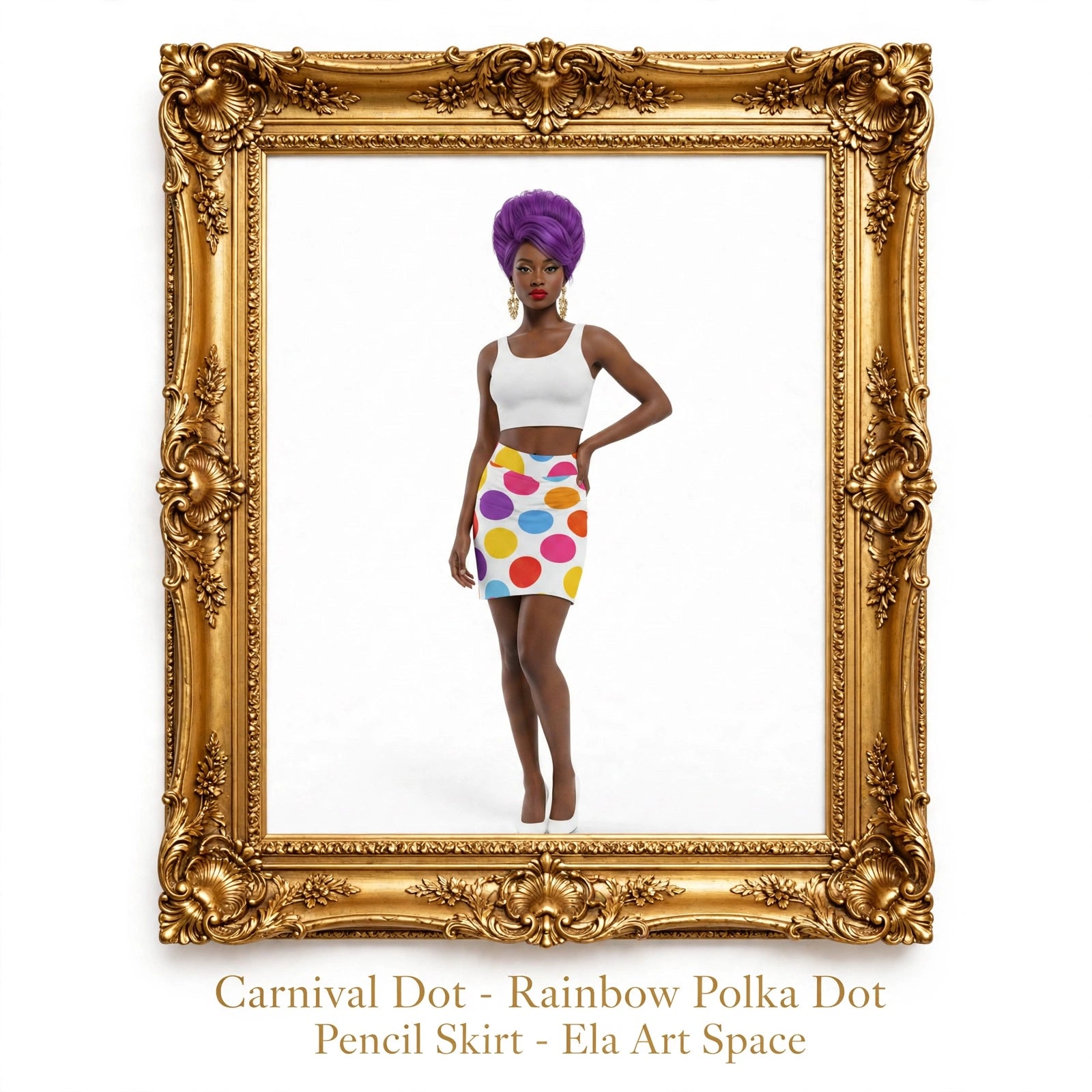 Carnival Dot - Rainbow Polka Dot Pencil Skirt