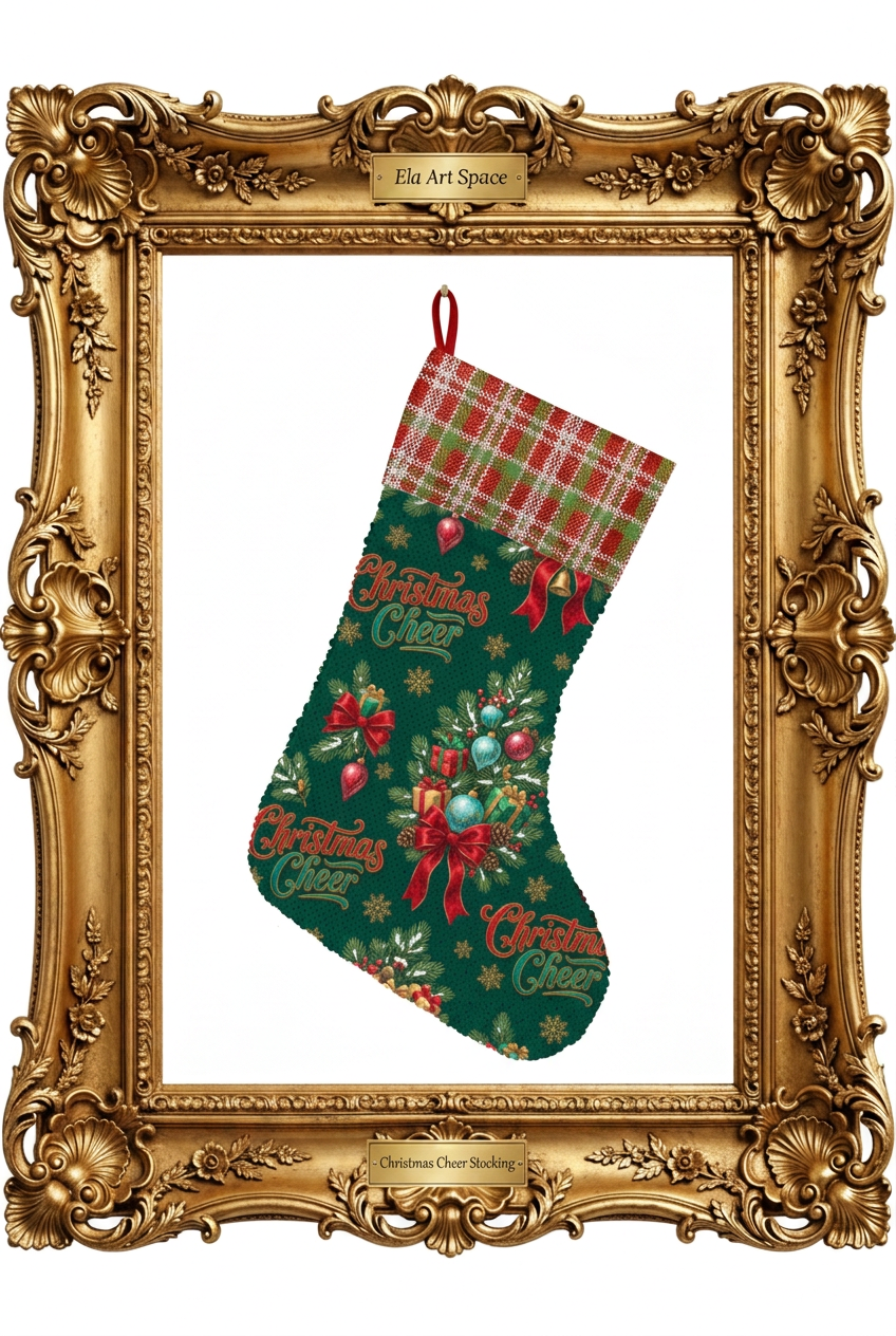Christmas Cheer Stocking w złotej ramie