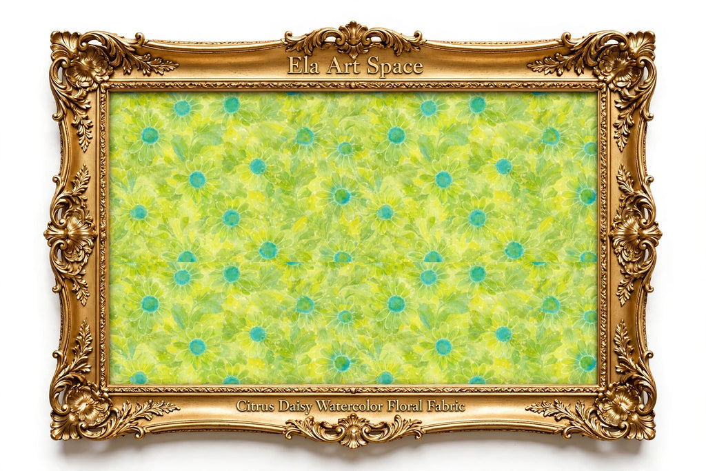 Citrus Daisy Watercolor Floral Fabric