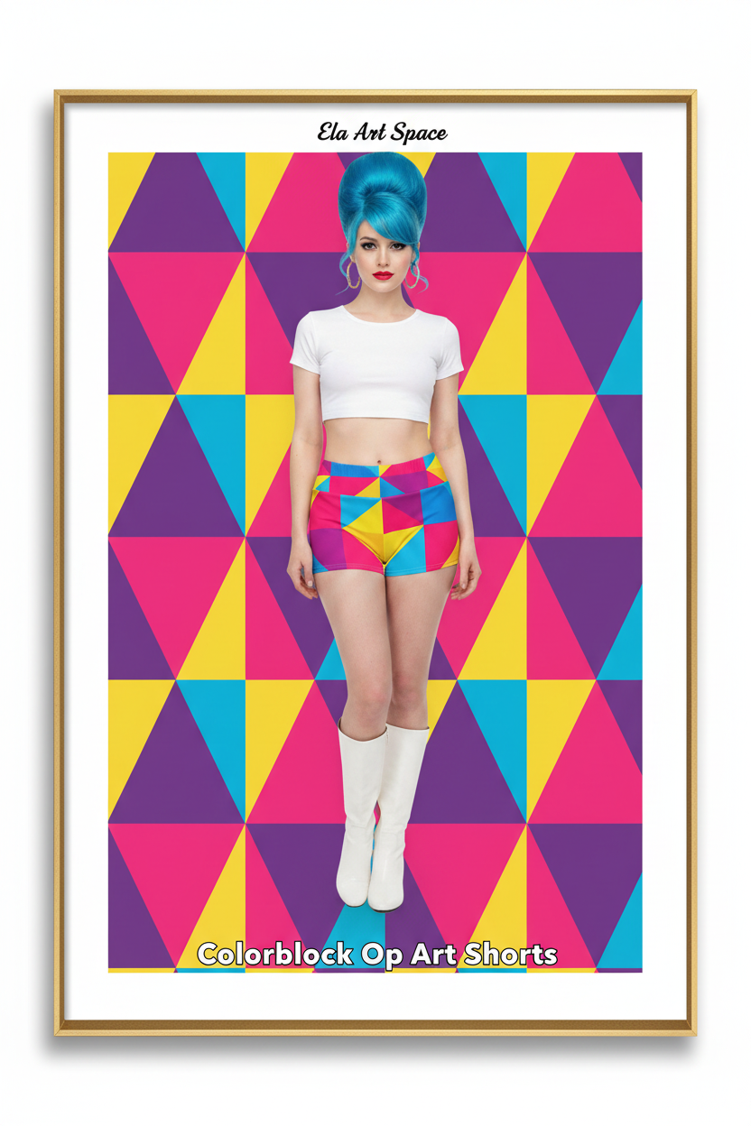 Colorblock Op Art Shorts poster