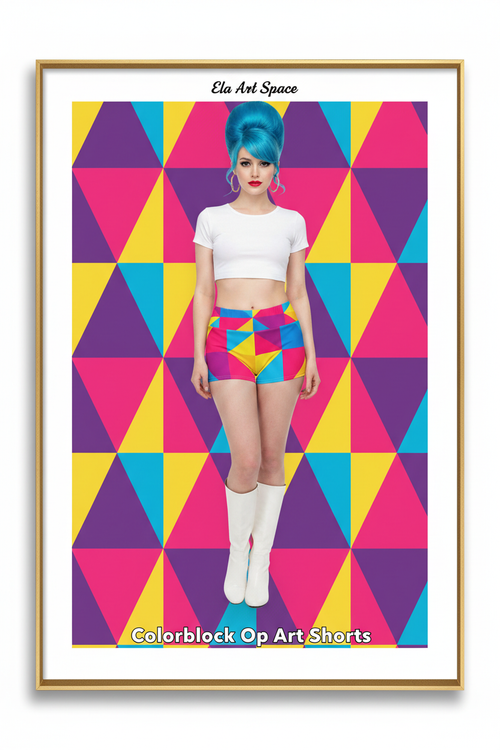 Colorblock Op Art Shorts poster