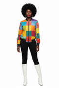 Colorblock Patchwork Bomber modelka 1