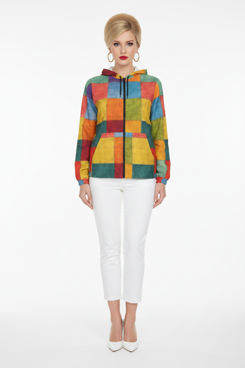 Colorblock Windbreaker modelka 1