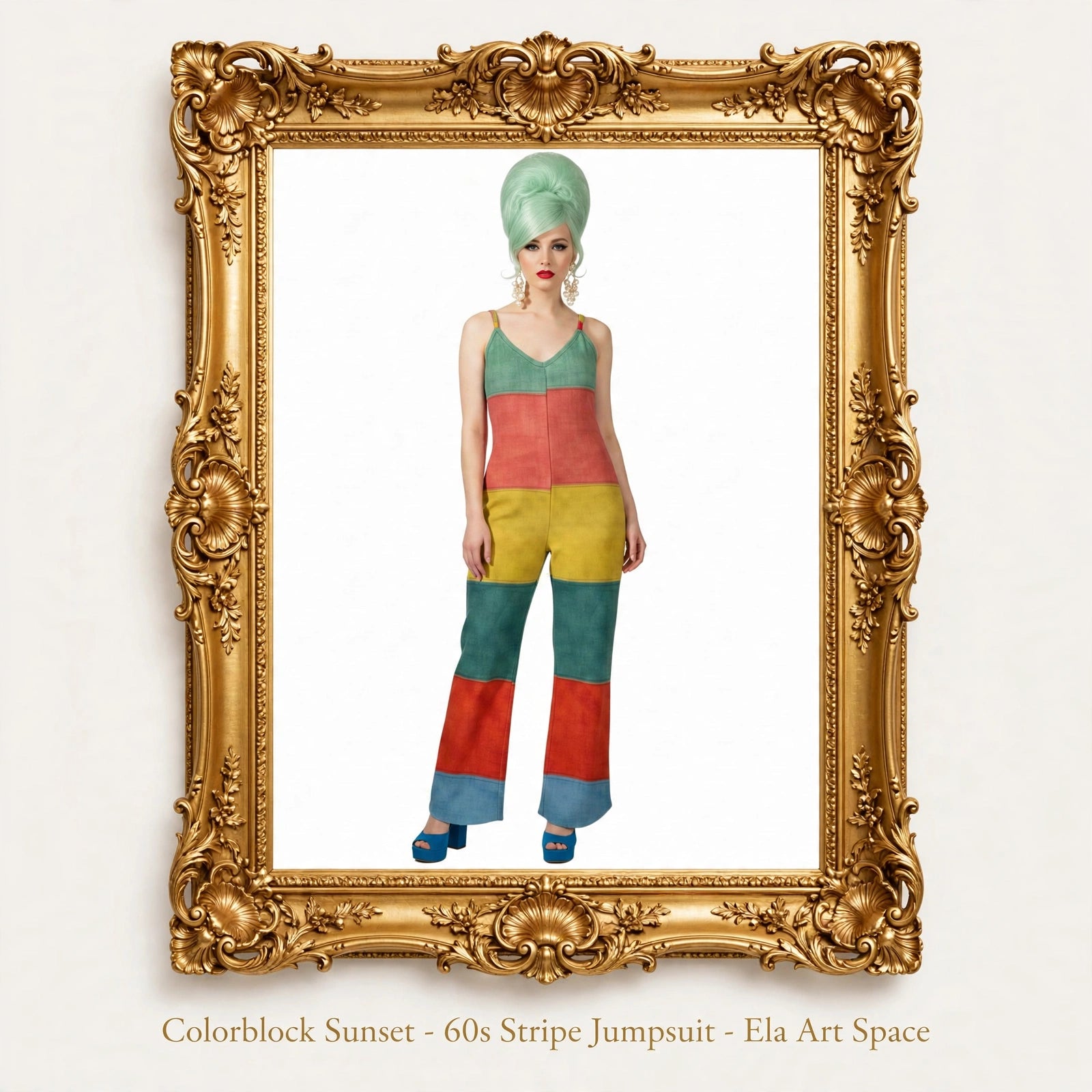 Colorblock Sunset - 60s Stripe Jumpsuit