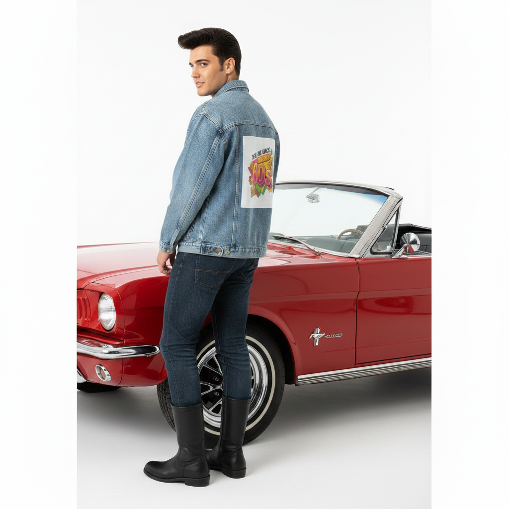 Denim jacket back print Mustang
