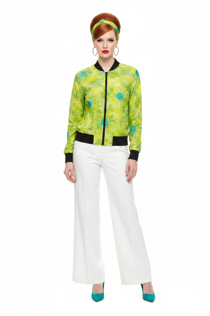 Floral Sunburst Bomber modelka 1