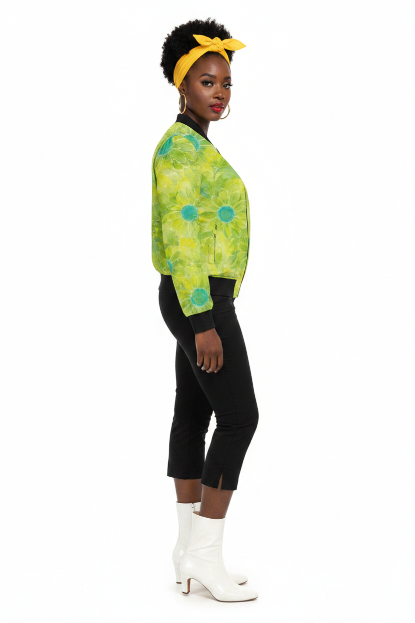 Floral Sunburst Bomber modelka 2