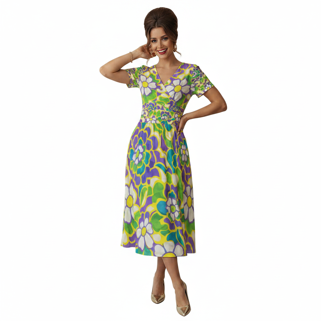 Floral Wrap Dress Modelka 1