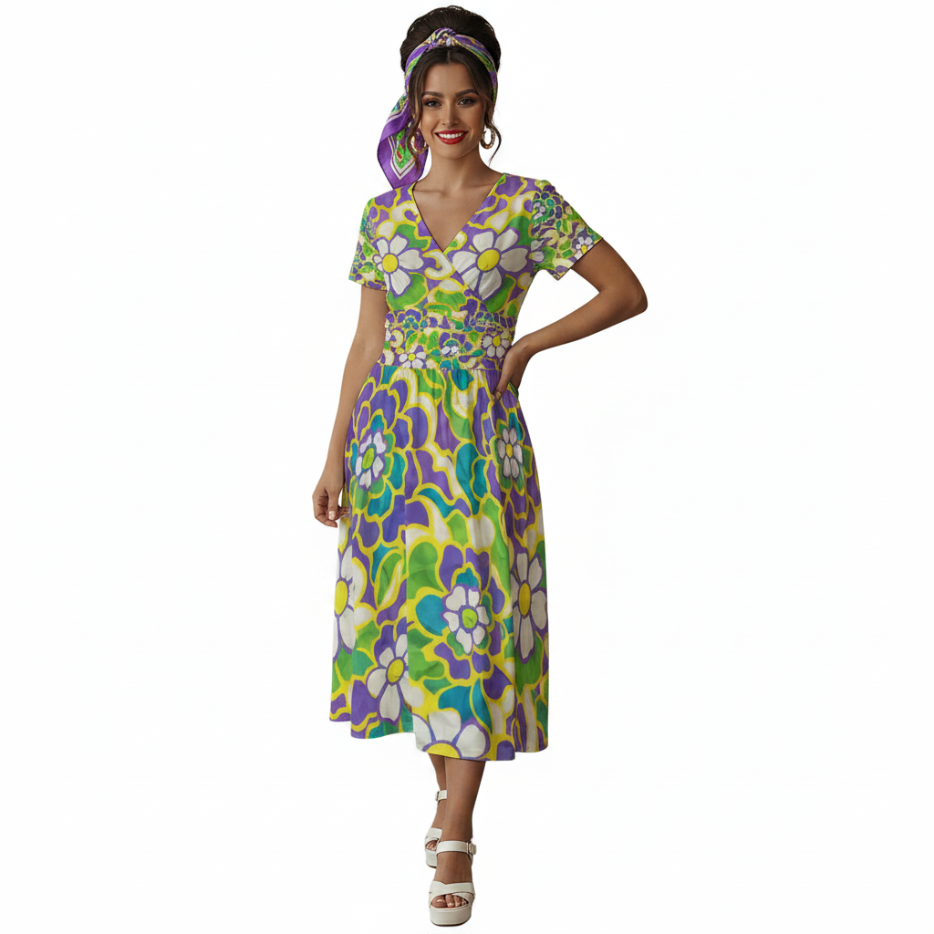 Floral Wrap Dress Modelka 3