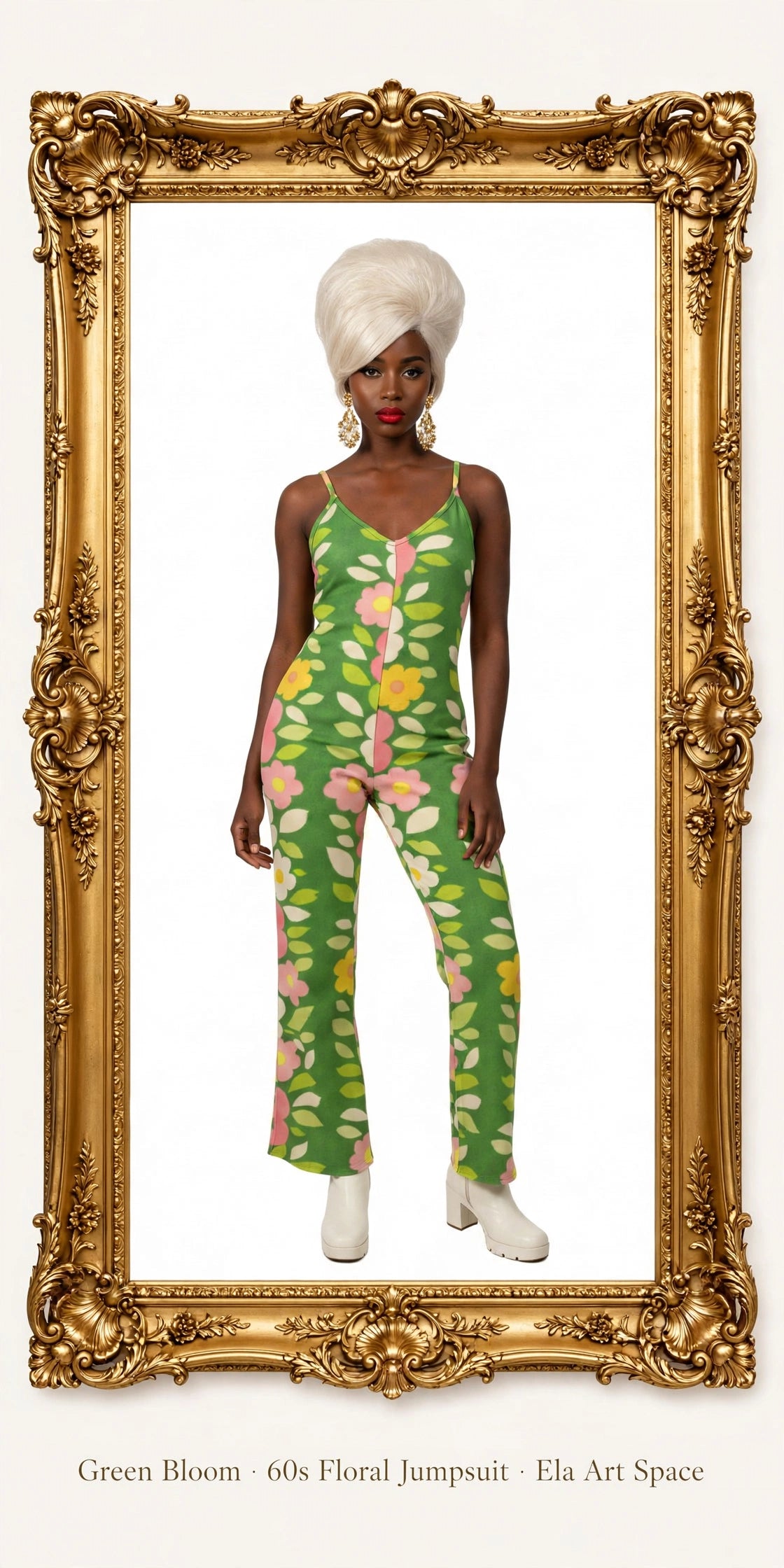 Green Bloom - 60s Floral Jumpsuit