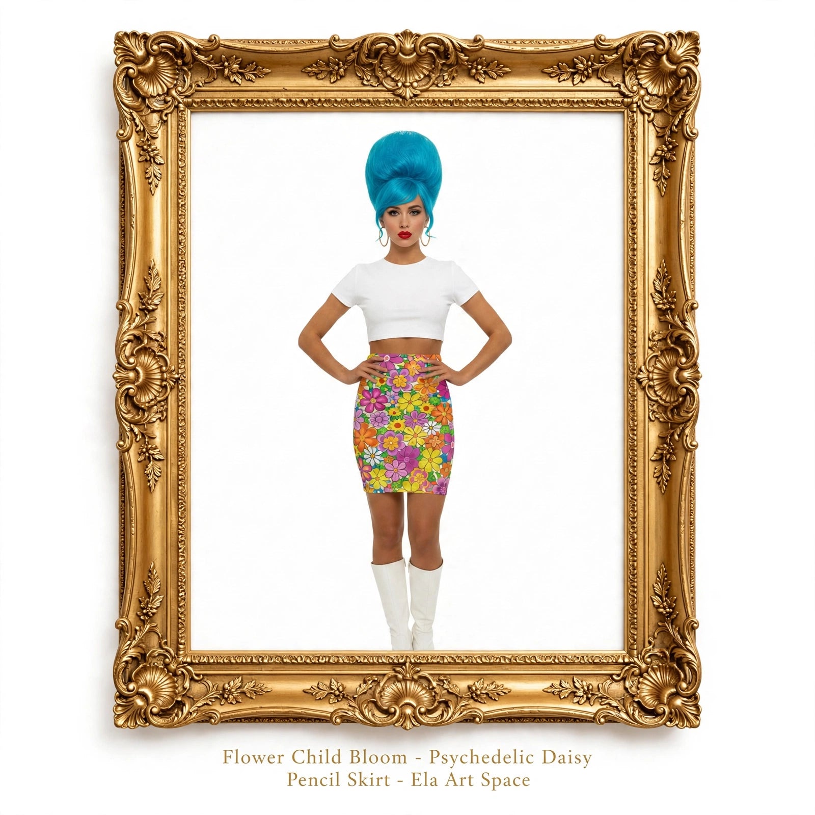 Flower Child Bloom - Psychedelic Daisy Pencil Skirt