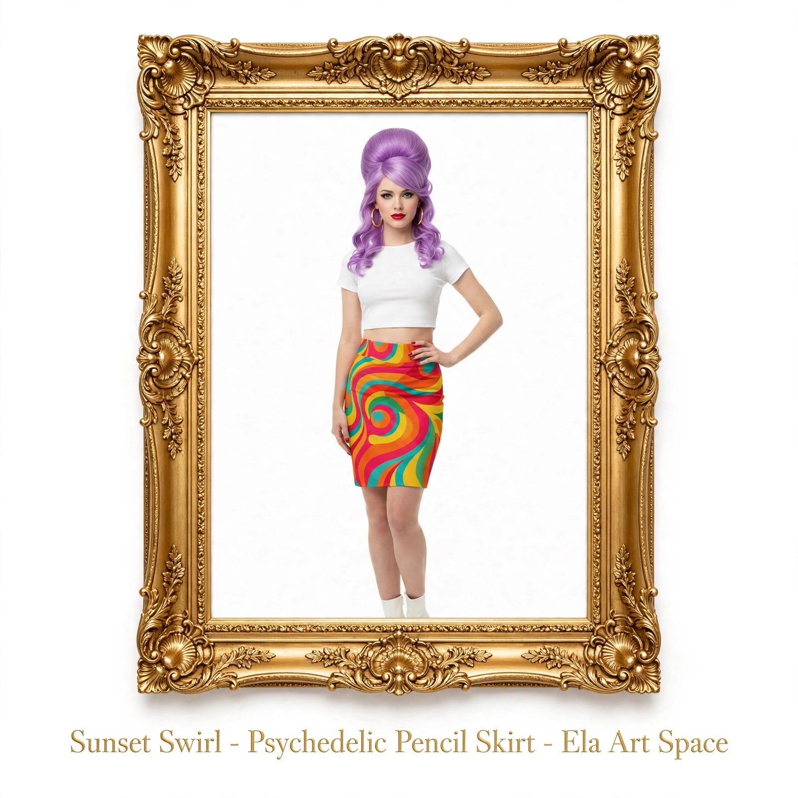 Acid Swirl - Psychedelic Pencil Skirt