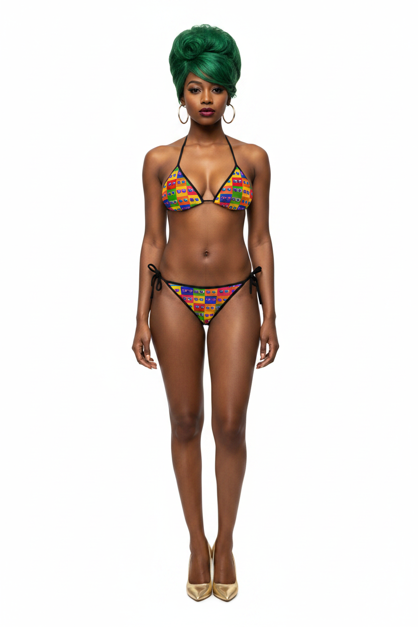 Front — czarna, zielony bouffant