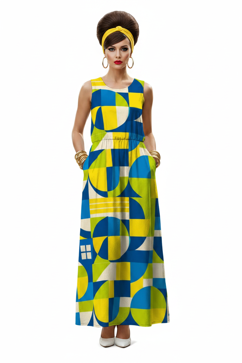 Geometric Maxi Dress Model 1
