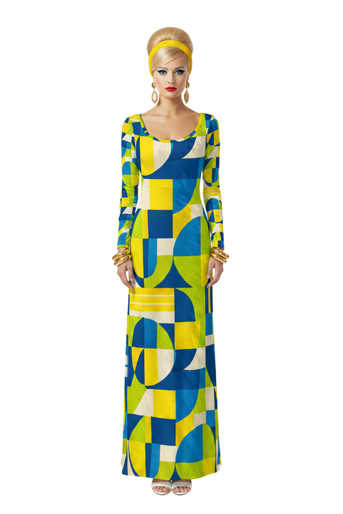 Geometric Maxi Dress Model 1