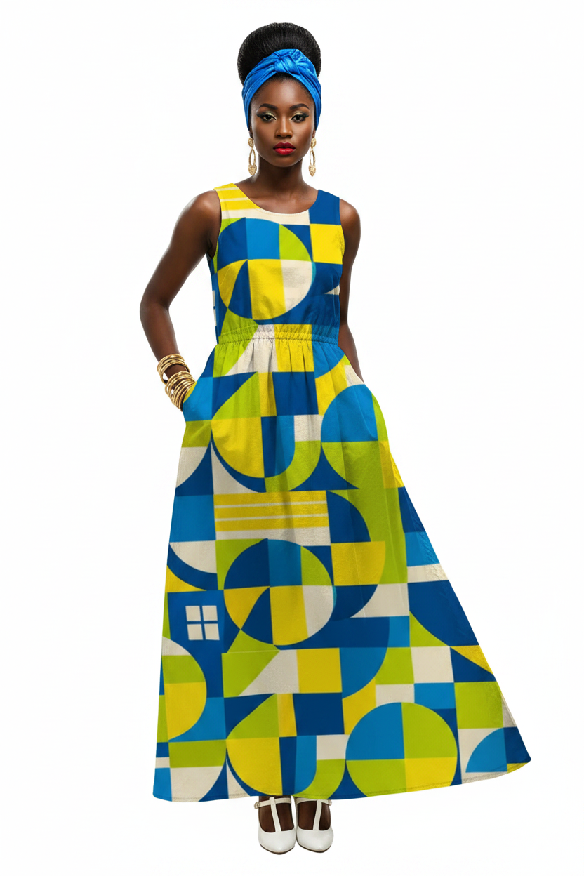 Geometric Maxi Dress Model 2